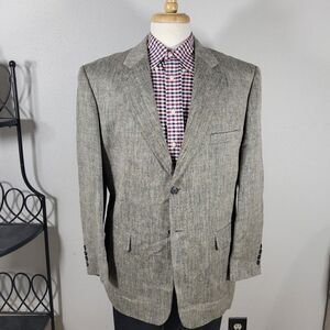 Stafford Men's Sport Coat Blazer Two Button‎ Grayish Beige 100% SILK Size 42R